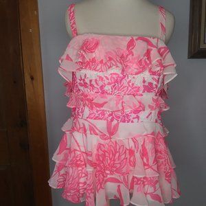 Lilly Pulitzer pretty pink feminine layered  the Olive  top size  12 barbiecore